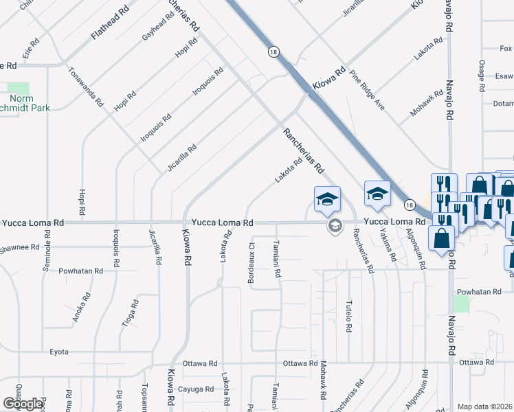 map of restaurants, bars, coffee shops, grocery stores, and more near 13755 Lakota Road in Apple Valley