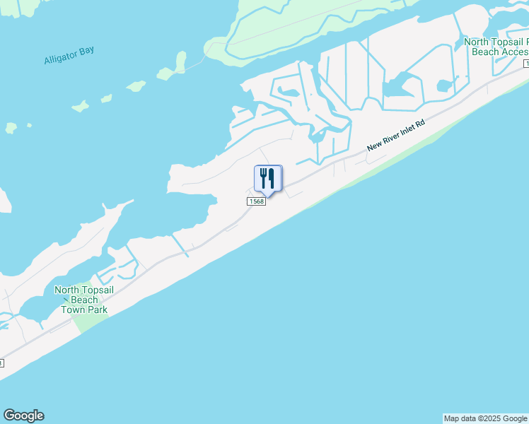 map of restaurants, bars, coffee shops, grocery stores, and more near 774 New River Inlet Road in North Topsail Beach