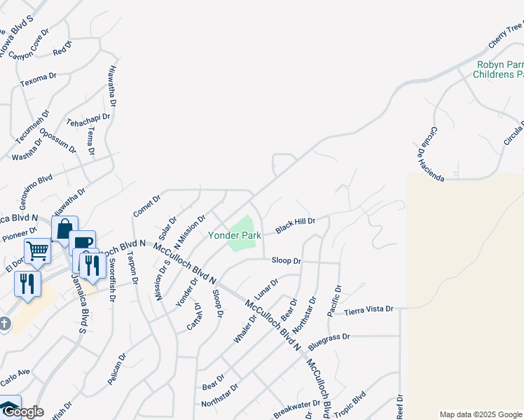 map of restaurants, bars, coffee shops, grocery stores, and more near 52 Caesar Place in Lake Havasu City