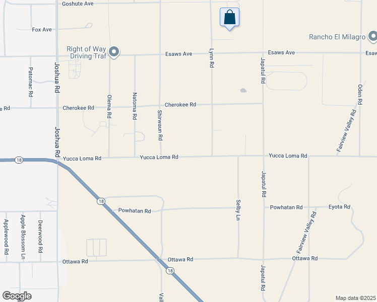 map of restaurants, bars, coffee shops, grocery stores, and more near 23820 Yucca Loma Road in Apple Valley