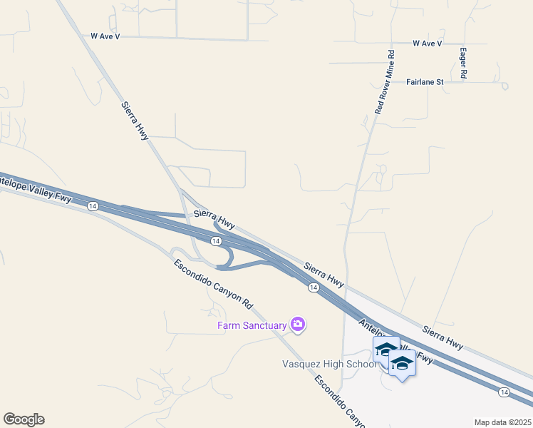 map of restaurants, bars, coffee shops, grocery stores, and more near 2 Sierra Highway in Palmdale