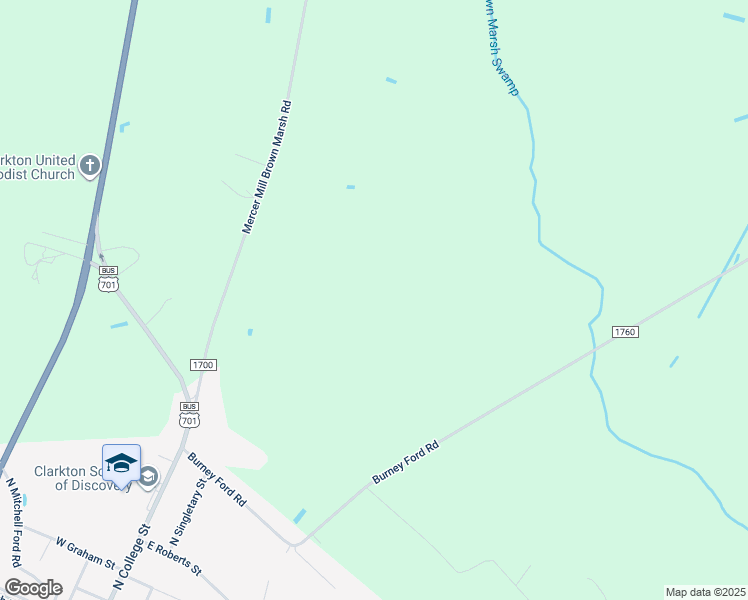 map of restaurants, bars, coffee shops, grocery stores, and more near 10401 Mercer Mill Brown Marsh Road in Clarkton