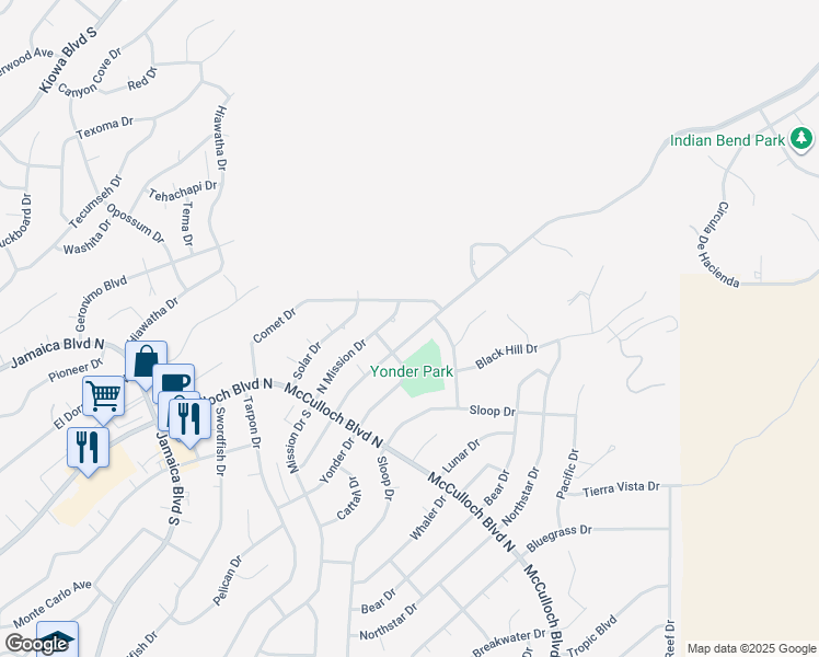 map of restaurants, bars, coffee shops, grocery stores, and more near 3925 Cherry Tree Boulevard in Lake Havasu City