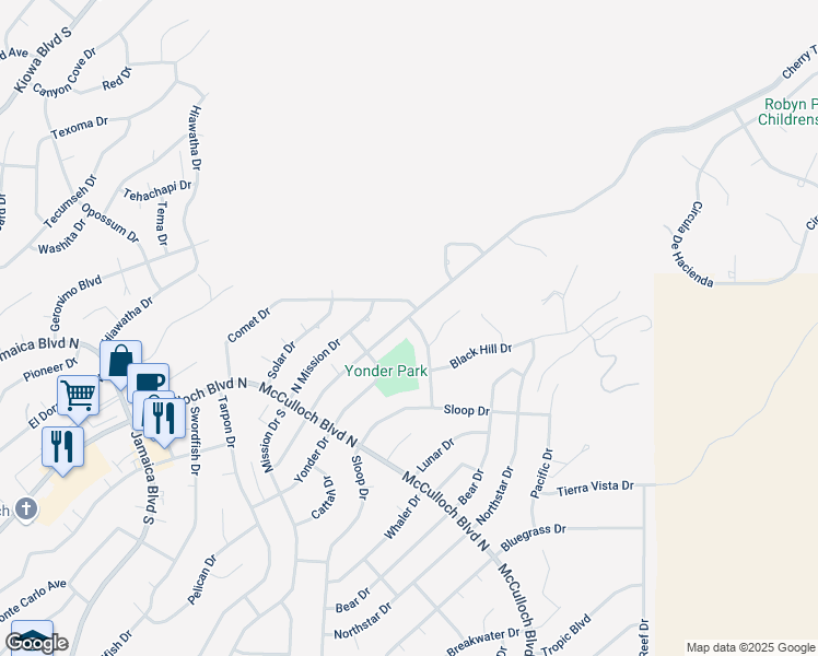 map of restaurants, bars, coffee shops, grocery stores, and more near 52 Caesar Place in Lake Havasu City