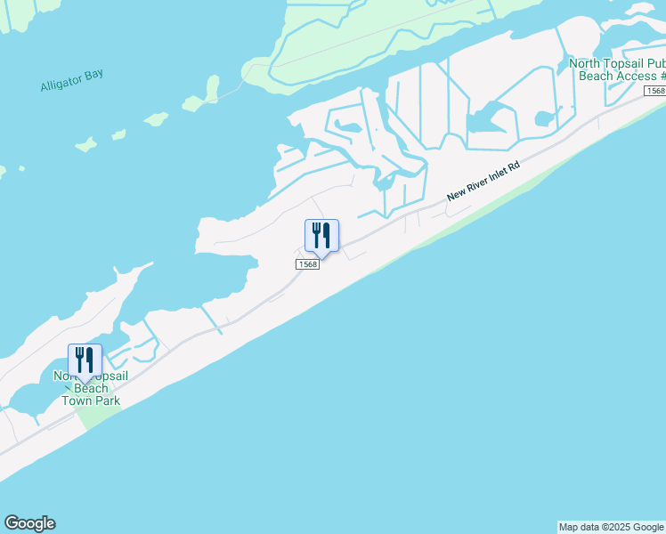 map of restaurants, bars, coffee shops, grocery stores, and more near 790 New River Inlet Road in North Topsail Beach
