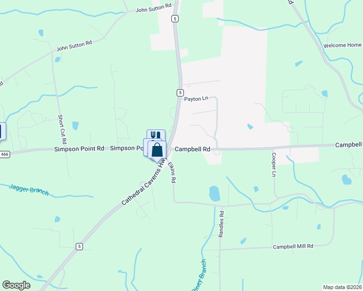 map of restaurants, bars, coffee shops, grocery stores, and more near 5530 Randles Road in Grant