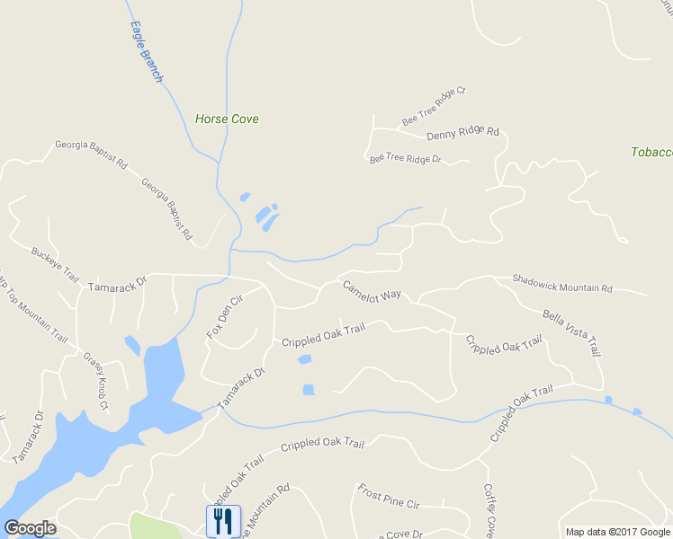 map of restaurants, bars, coffee shops, grocery stores, and more near 223 Denny Ridge Road in Jasper