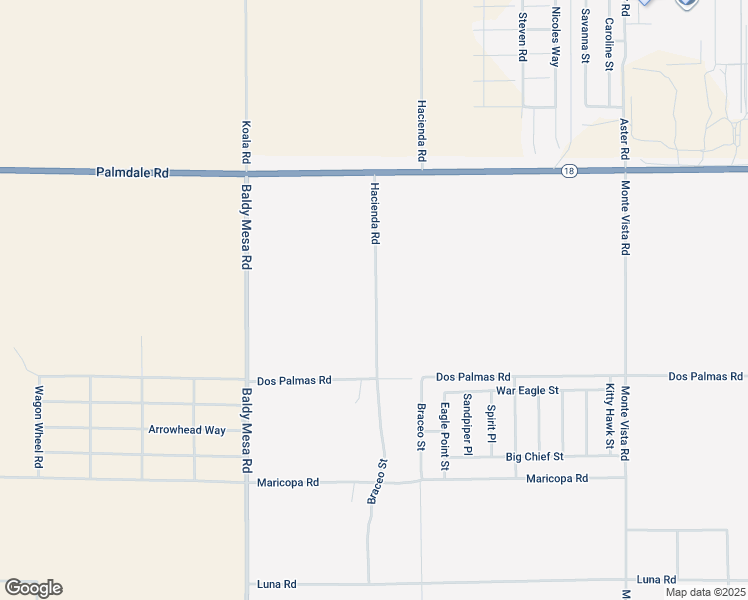 map of restaurants, bars, coffee shops, grocery stores, and more near Hacienda Road in Victorville