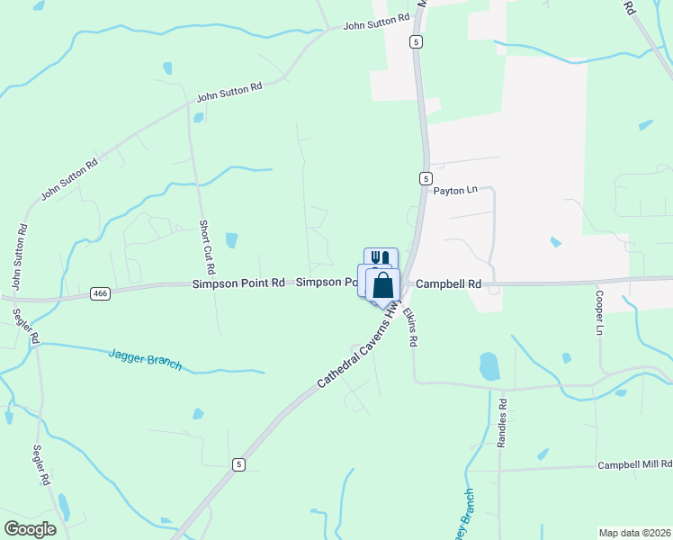 map of restaurants, bars, coffee shops, grocery stores, and more near 8535 Simpson Point Road in Grant