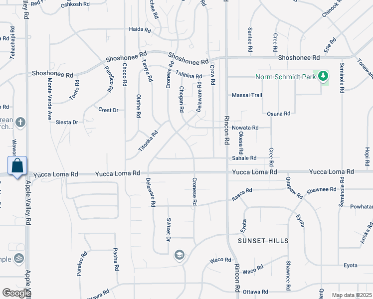 map of restaurants, bars, coffee shops, grocery stores, and more near 13784 Cronese Road in Apple Valley