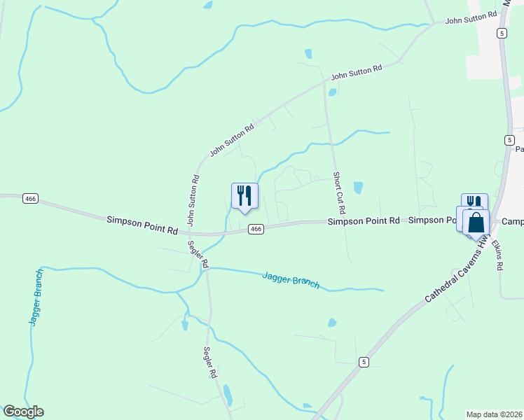 map of restaurants, bars, coffee shops, grocery stores, and more near 7889 Simpson Point Road in Grant
