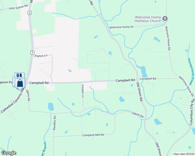 map of restaurants, bars, coffee shops, grocery stores, and more near 720 County Road 466 in Grant