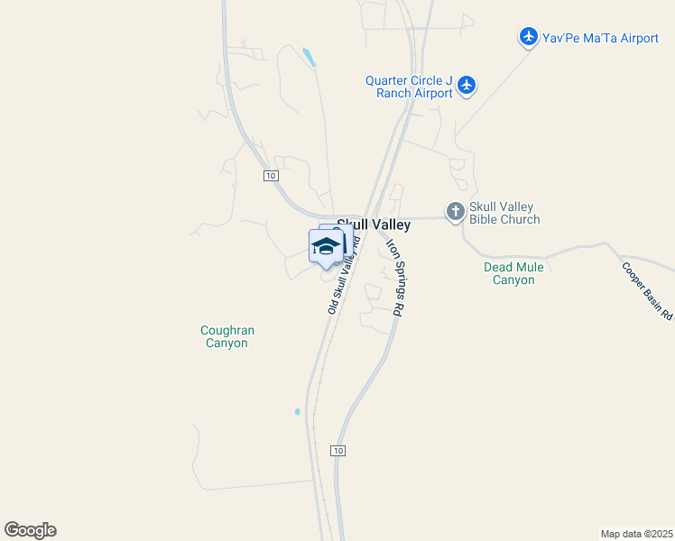 map of restaurants, bars, coffee shops, grocery stores, and more near 3150 Old Skull Valley Road in Skull Valley