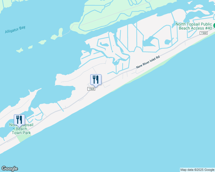 map of restaurants, bars, coffee shops, grocery stores, and more near 790 New River Inlet Road in North Topsail Beach