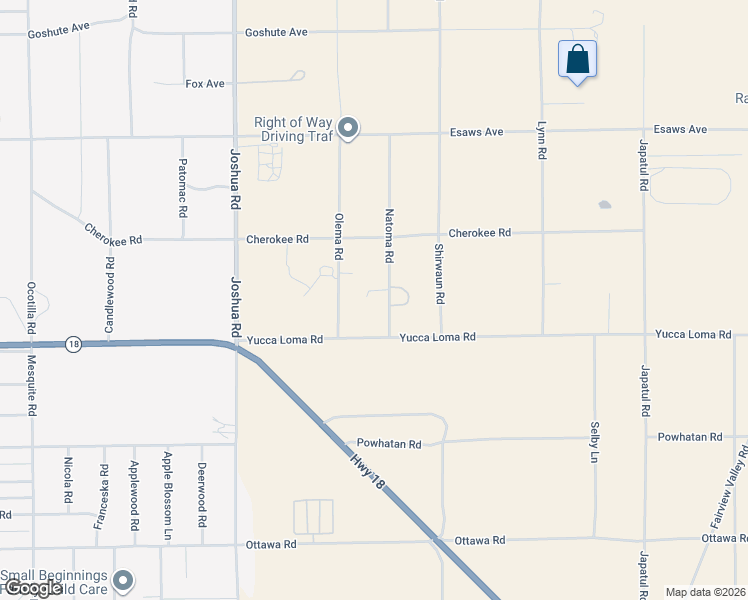 map of restaurants, bars, coffee shops, grocery stores, and more near 13825 Olema Road in Apple Valley