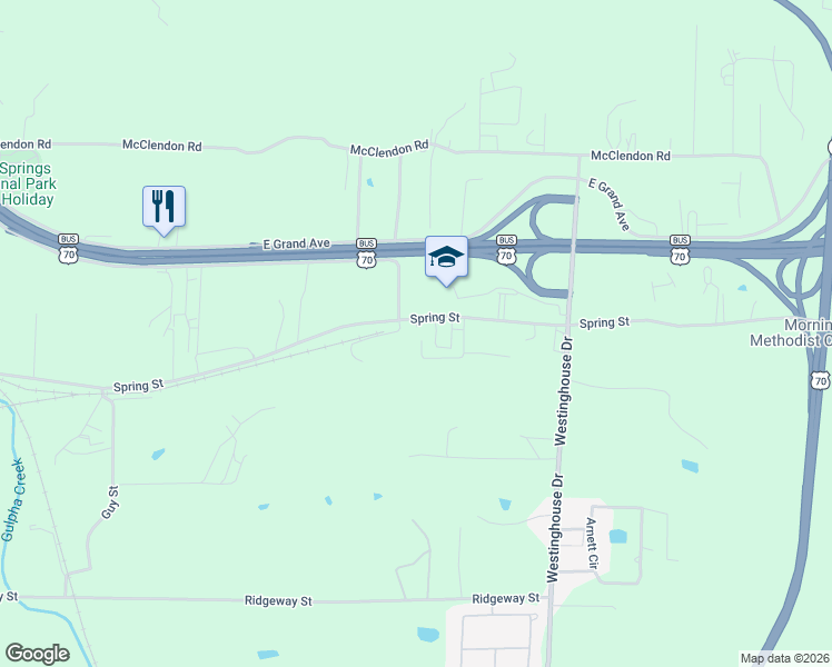 map of restaurants, bars, coffee shops, grocery stores, and more near 265 Ashbrook Lane in Garland County