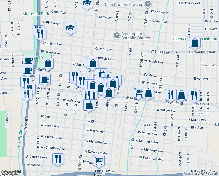 map of restaurants, bars, coffee shops, grocery stores, and more near in Duncan