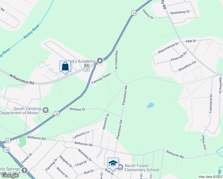 map of restaurants, bars, coffee shops, grocery stores, and more near 119 Premiere Court in Anderson