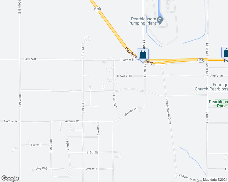 map of restaurants, bars, coffee shops, grocery stores, and more near 11233 East Avenue V 12 in Littlerock