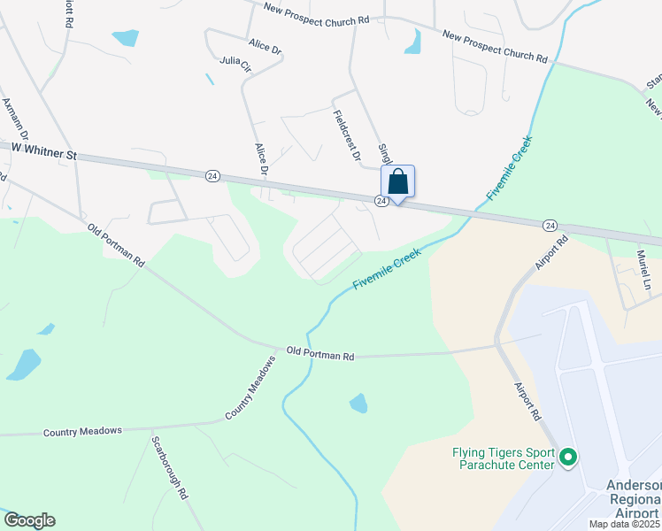 map of restaurants, bars, coffee shops, grocery stores, and more near 6 Robin Drive in Anderson