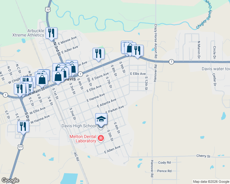 map of restaurants, bars, coffee shops, grocery stores, and more near 400 South 7th Street in Davis