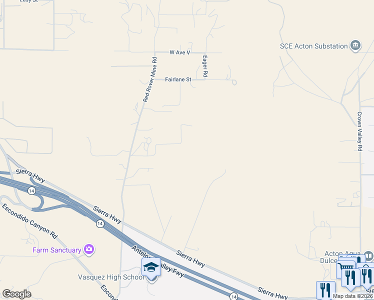 map of restaurants, bars, coffee shops, grocery stores, and more near 34340 Red Rover Mine Road in Acton