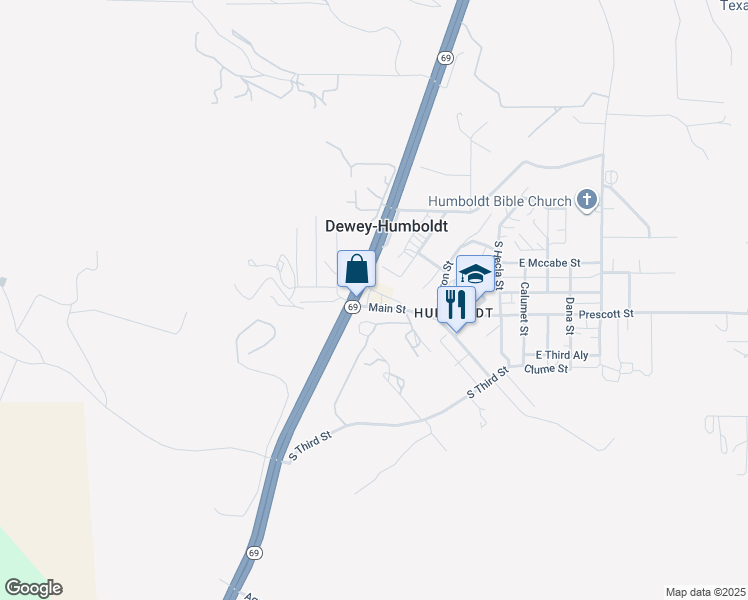 map of restaurants, bars, coffee shops, grocery stores, and more near 12701 East Main Street in Mayer
