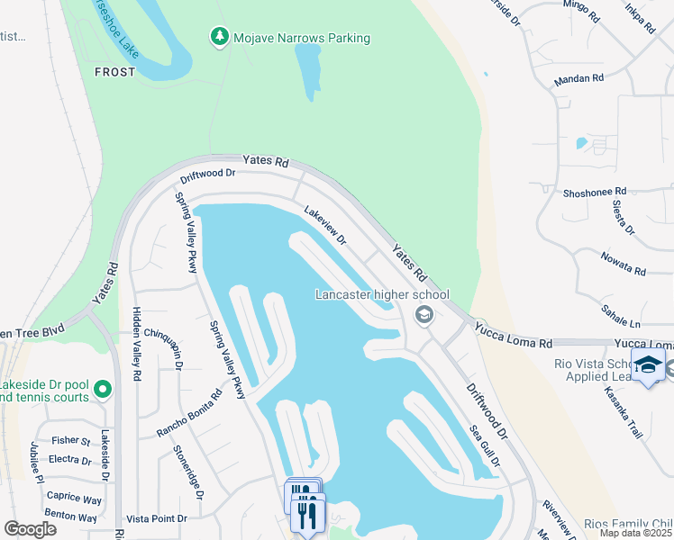 map of restaurants, bars, coffee shops, grocery stores, and more near 18150 Harbor Drive in Victorville