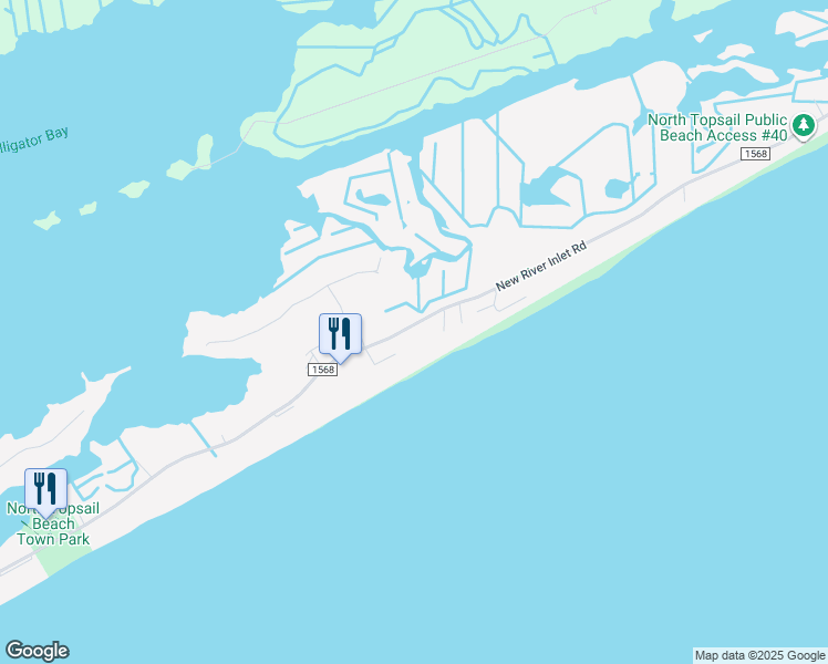 map of restaurants, bars, coffee shops, grocery stores, and more near 892 New River Inlet Road in North Topsail Beach