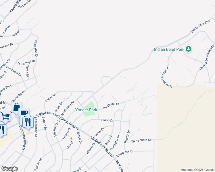 map of restaurants, bars, coffee shops, grocery stores, and more near 4008 Cherry Tree Boulevard in Lake Havasu City
