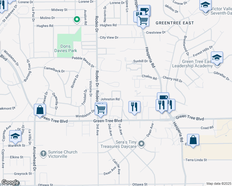 map of restaurants, bars, coffee shops, grocery stores, and more near 13900 Decker Rd in Victorville