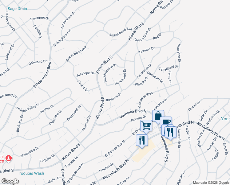 map of restaurants, bars, coffee shops, grocery stores, and more near 3471 Iroquois Dr in Lake Havasu City