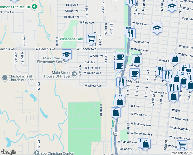 map of restaurants, bars, coffee shops, grocery stores, and more near 1915 West Main Street in Duncan