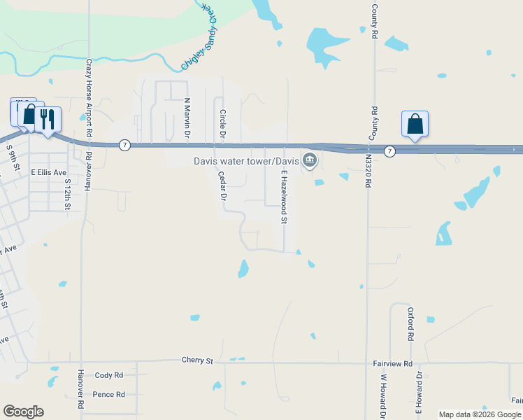 map of restaurants, bars, coffee shops, grocery stores, and more near 2100 Vineyard Street in Davis