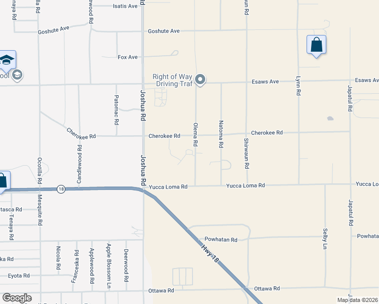 map of restaurants, bars, coffee shops, grocery stores, and more near 13828 Olema Road in Apple Valley