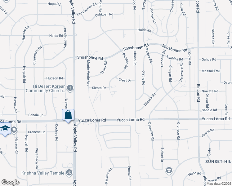 map of restaurants, bars, coffee shops, grocery stores, and more near 13847 Pamlico Road in Apple Valley