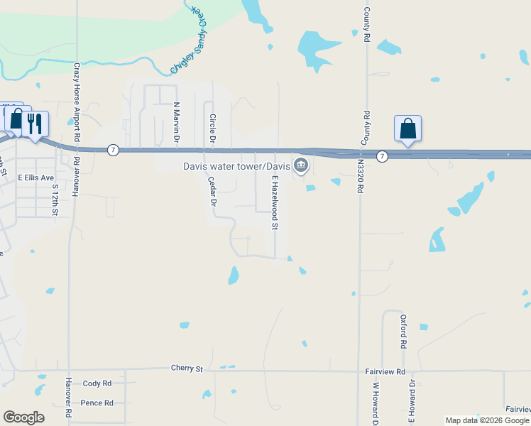 map of restaurants, bars, coffee shops, grocery stores, and more near 2100 Vineyard Street in Davis