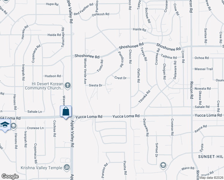 map of restaurants, bars, coffee shops, grocery stores, and more near 13847 Pamlico Road in Apple Valley