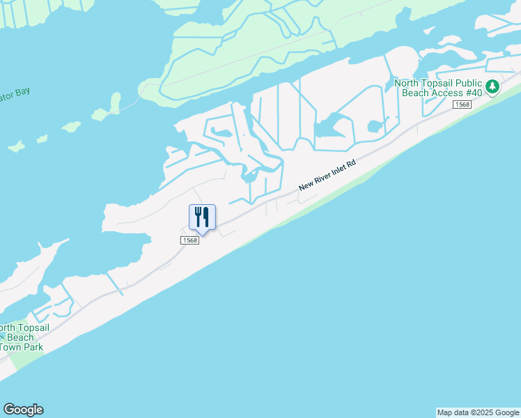 map of restaurants, bars, coffee shops, grocery stores, and more near 892 New River Inlet Road in North Topsail Beach