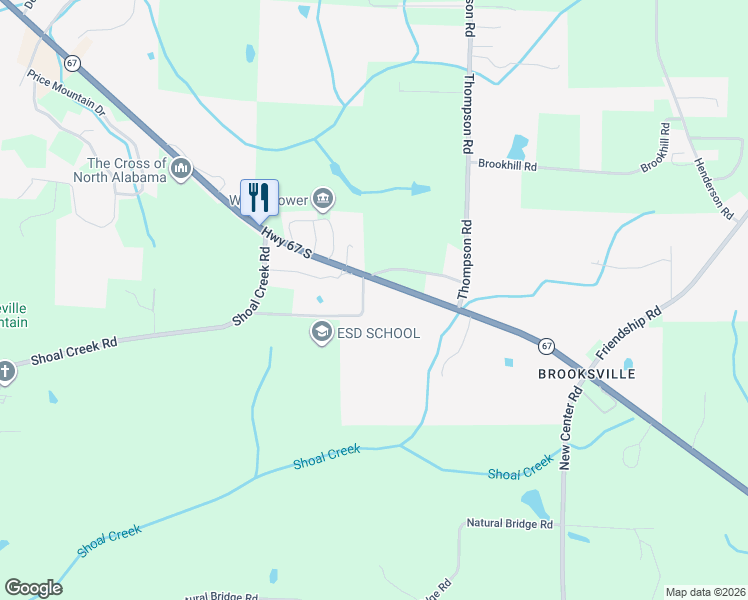 map of restaurants, bars, coffee shops, grocery stores, and more near 1575 Alabama 67 in Decatur