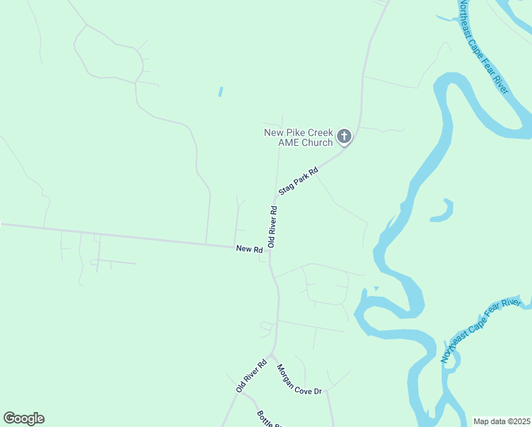 map of restaurants, bars, coffee shops, grocery stores, and more near 7538 Old River Road in Burgaw