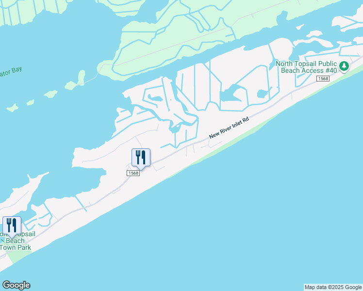 map of restaurants, bars, coffee shops, grocery stores, and more near 895 New River Inlet Road in North Topsail Beach