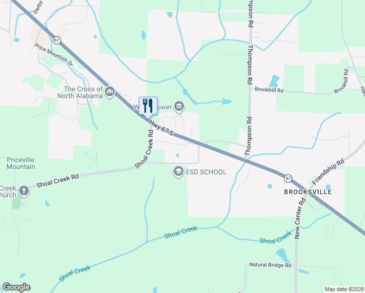 map of restaurants, bars, coffee shops, grocery stores, and more near 1539 Alabama 67 in Decatur