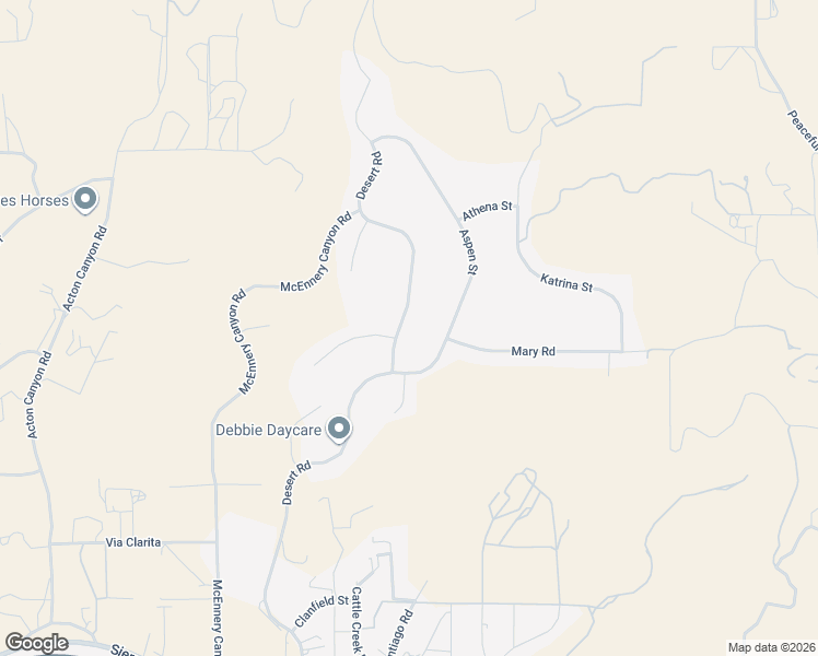 map of restaurants, bars, coffee shops, grocery stores, and more near 34314 Desert Road in Acton