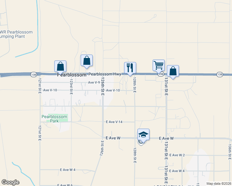 map of restaurants, bars, coffee shops, grocery stores, and more near in Pearblossom