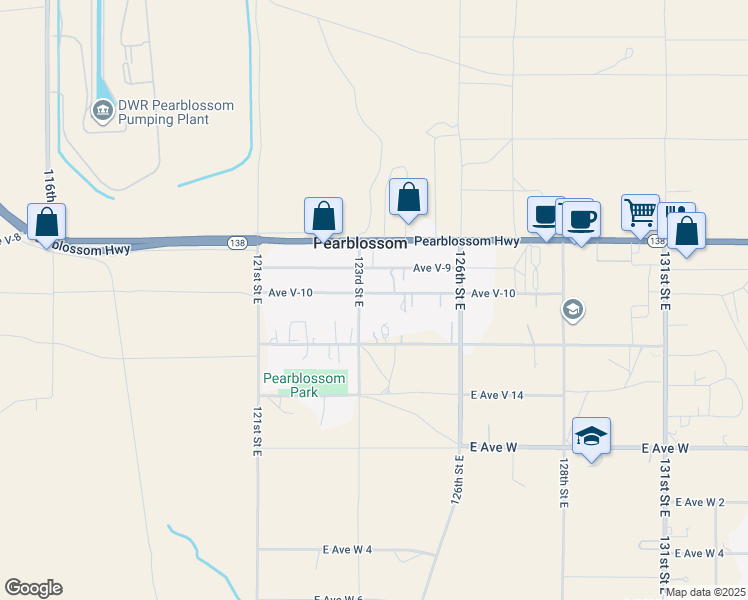 map of restaurants, bars, coffee shops, grocery stores, and more near 12320 Avenue V-10 in Pearblossom