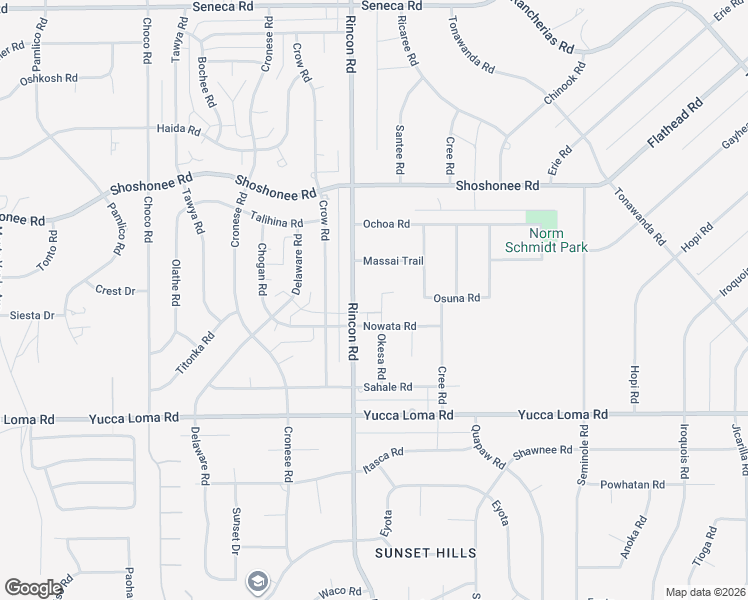 map of restaurants, bars, coffee shops, grocery stores, and more near 13934 Okesa Road in Apple Valley