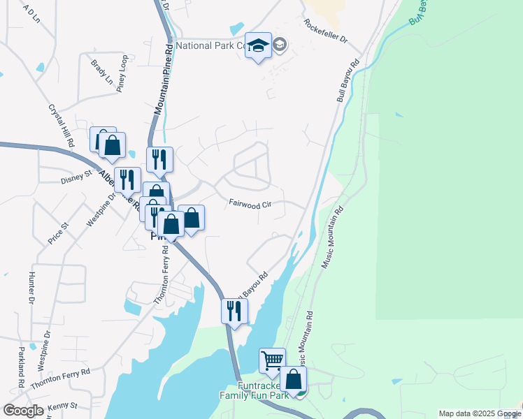 map of restaurants, bars, coffee shops, grocery stores, and more near 125 Fairwood Circle in Hot Springs