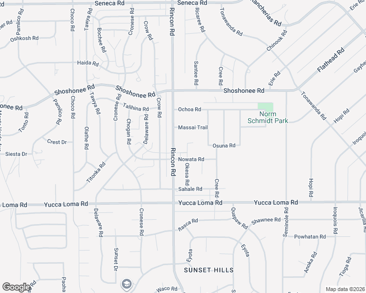 map of restaurants, bars, coffee shops, grocery stores, and more near 13935 Rincon Road in Apple Valley