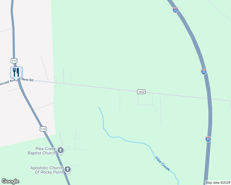 map of restaurants, bars, coffee shops, grocery stores, and more near 772 New Road in Burgaw